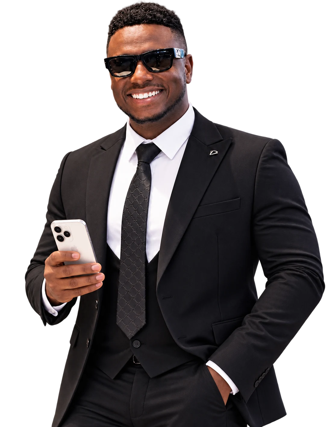 Daniel Voltaire Meiller in a black suit